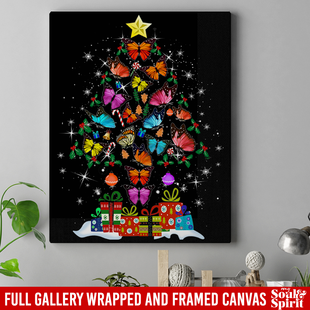 Butterfly Canvas - Butterfly Christmas Tree Canvas Wall Art Decor
