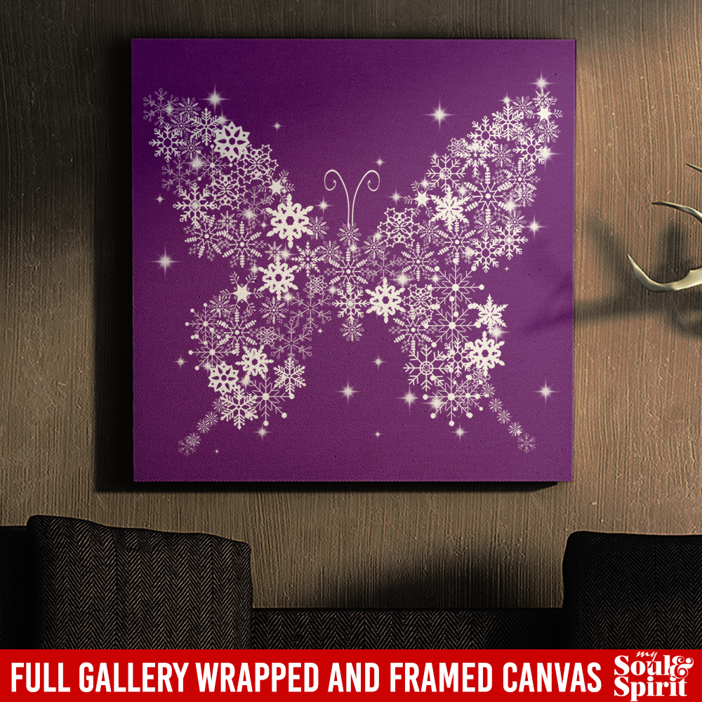 Butterfly Canvas - Butterfly Snow Merry Christmas Canvas Wall Art Decor