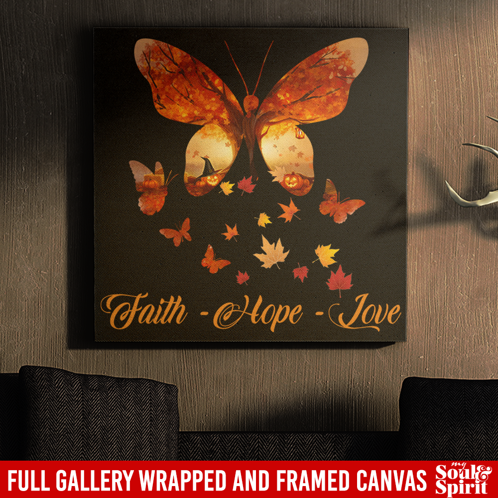 Butterfly Canvas - Faith Love Hope Butterflies Canvas Wall Art Decor