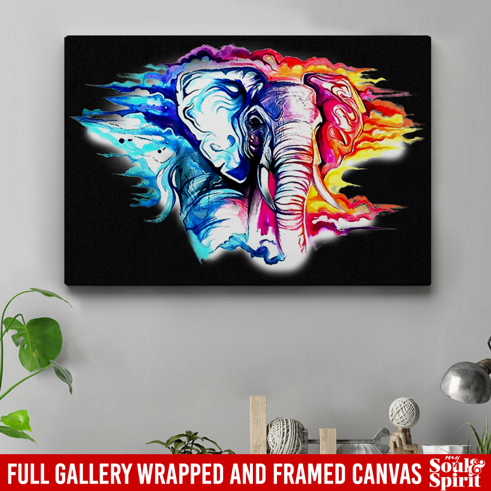 Elephant Canvas - Colorful Elephant In Wild Hot And Cold Elephant Canvas Wall Art Decor