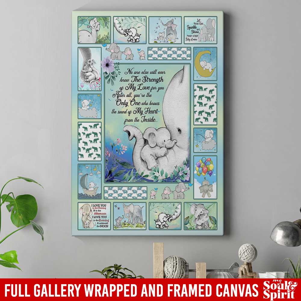 Elephant Canvas - The Sound Of My Heart From The Inside Elephant Family Canvas Wall Art Decor