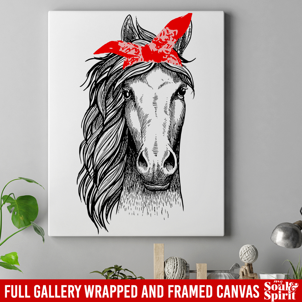 Horse Canvas - Beautiful Horses With Her Red Headband Canvas Wall Art Decor