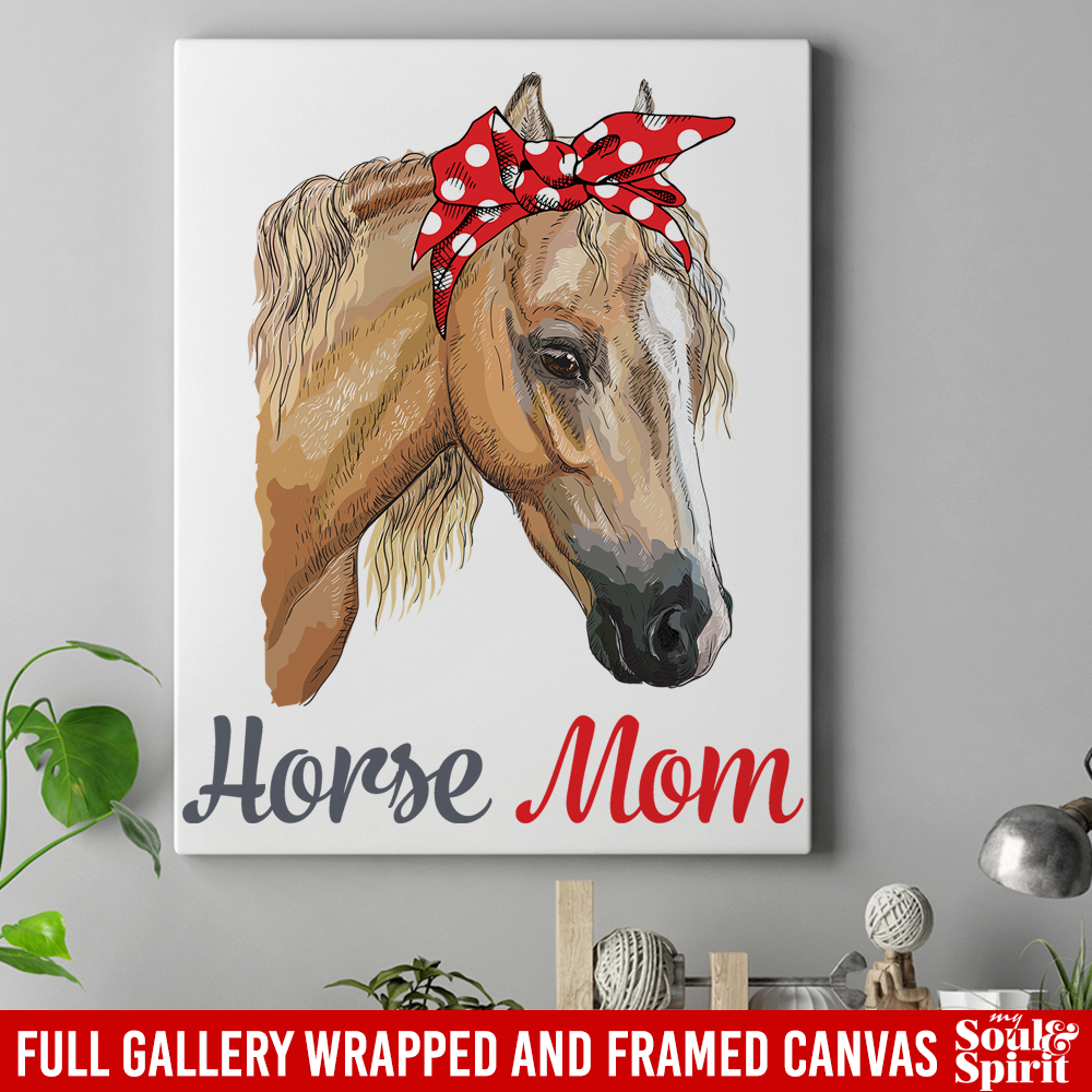 Horse Canvas - Horse Mom Gift For Lovers Horse Ribbon Canvas Wall Art Decor