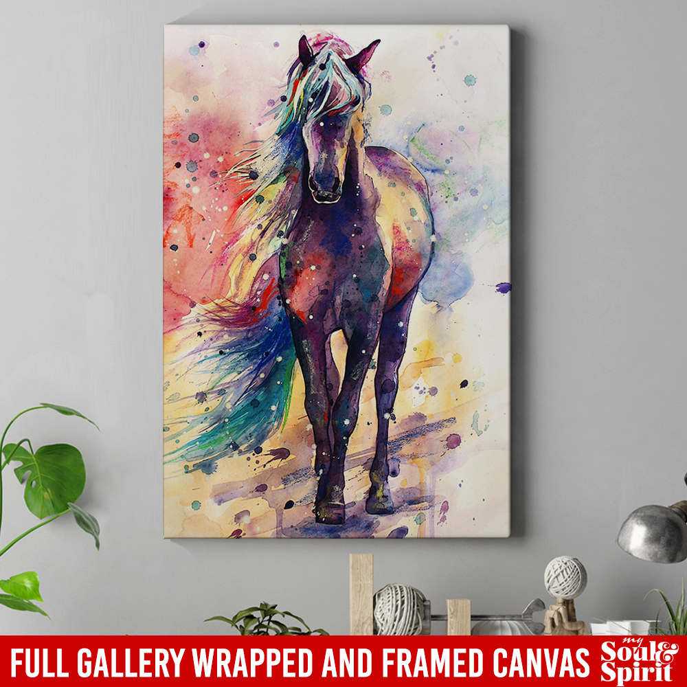 Horse Canvas Wall Art Decor - Fascinated Watercolor Horse